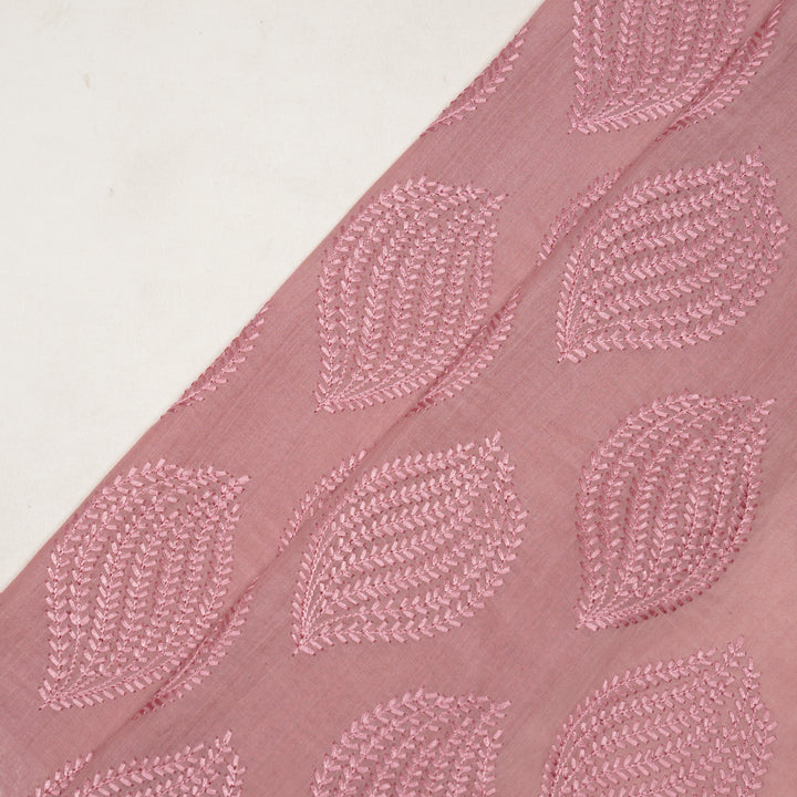 Avira Buta on Onion Pink Munga Silk Embroidered Fabric