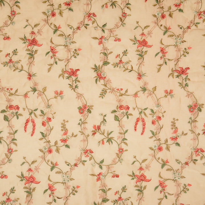 Ahlam Jaal on Light Peach Luxe Silk Chanderi Embroidered Fabric