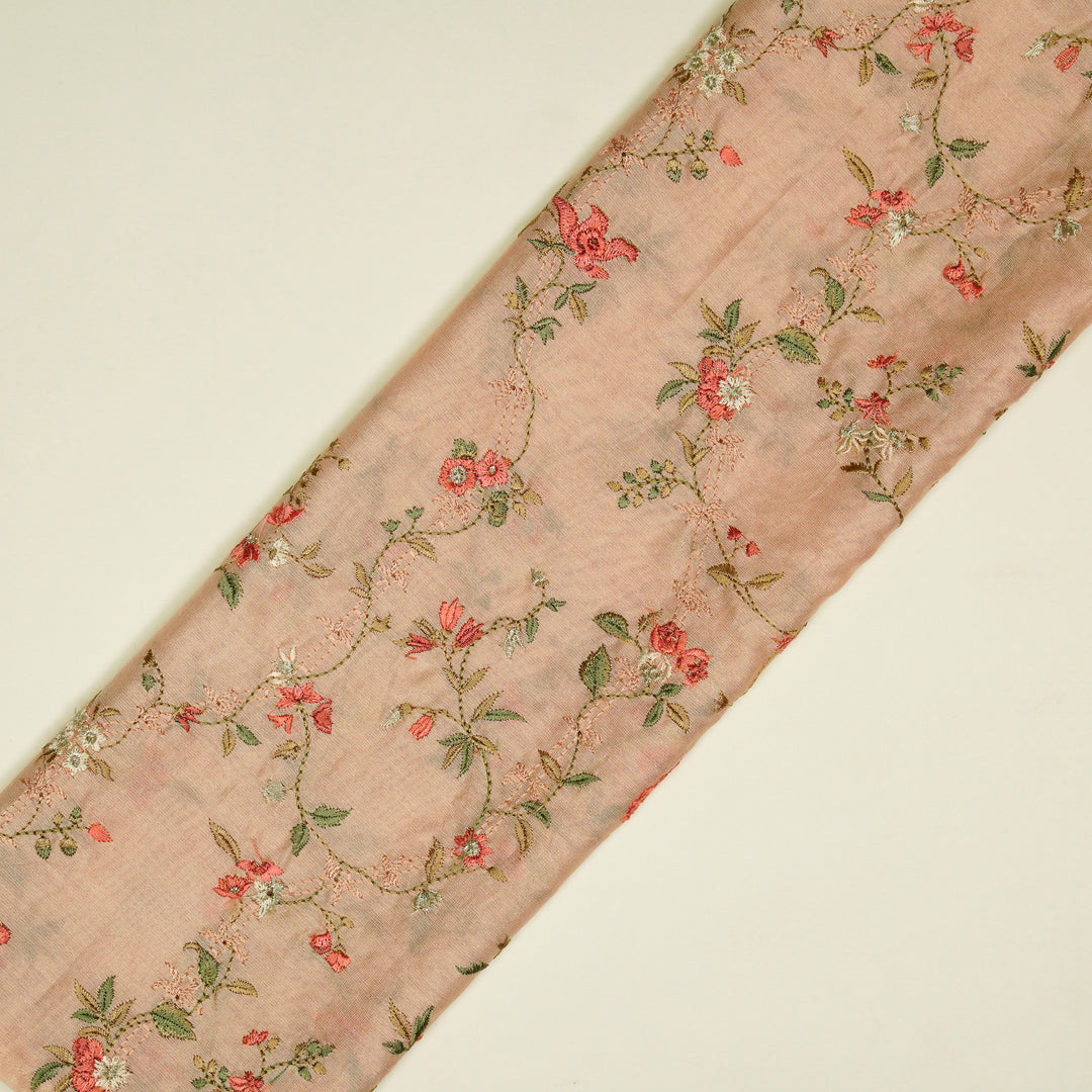 Ahlam Jaal on Light Peach Luxe Silk Chanderi Embroidered Fabric
