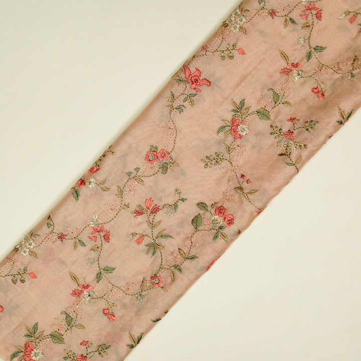 Ahlam Jaal on Light Peach Luxe Silk Chanderi Embroidered Fabric