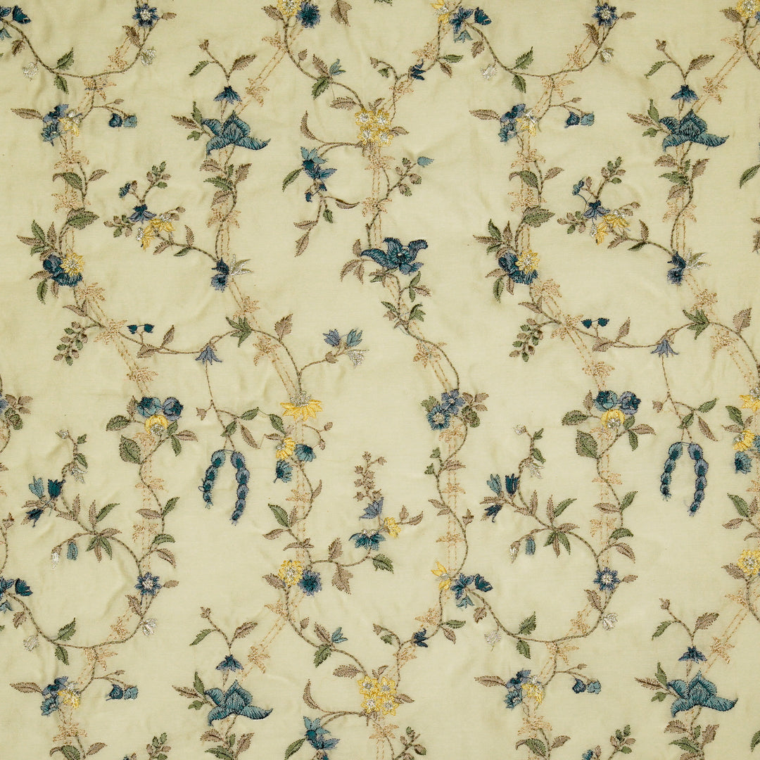 Ahlam Jaal on Cream Luxe Silk Chanderi Embroidered Fabric