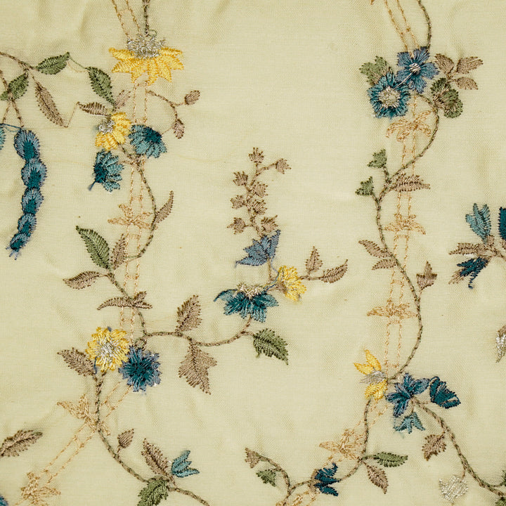 Ahlam Jaal on Cream Luxe Silk Chanderi Embroidered Fabric