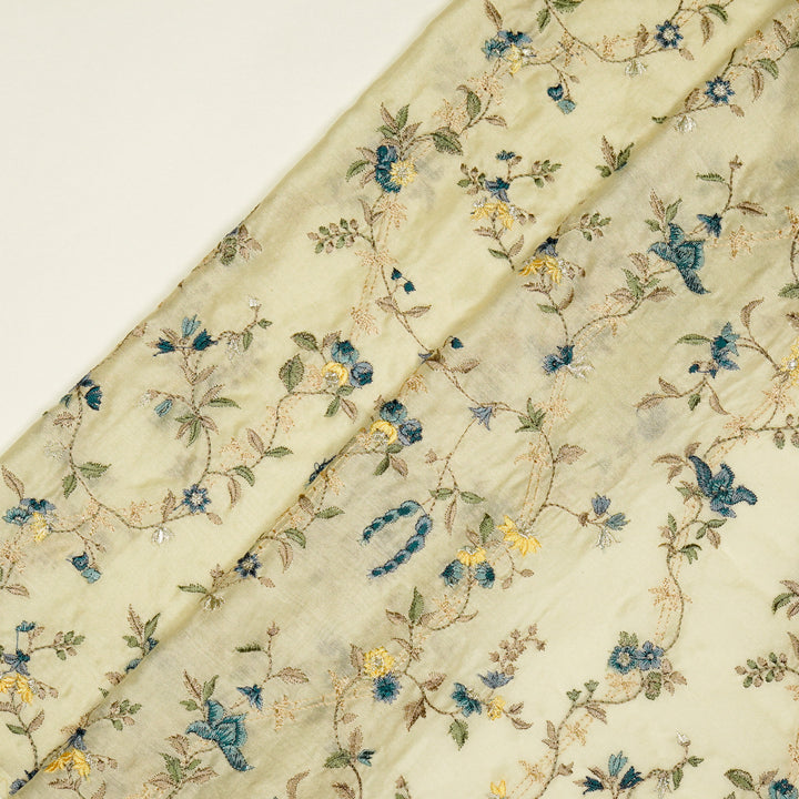 Ahlam Jaal on Cream Luxe Silk Chanderi Embroidered Fabric