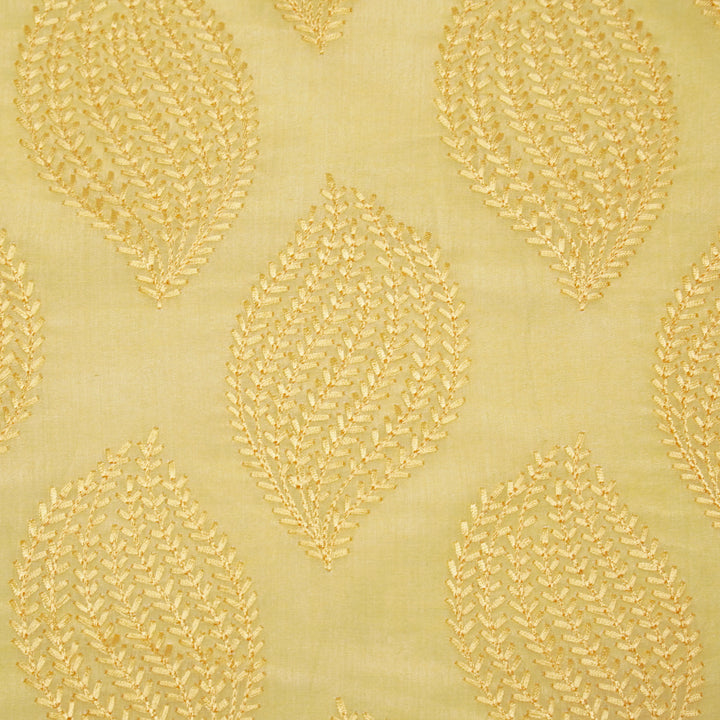 Avira Buta on Lemon Munga Silk Embroidered Fabric