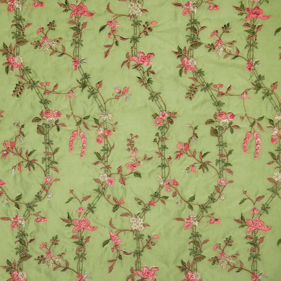 Ahlam Jaal on Sea Green Luxe Silk Chanderi Embroidered Fabric