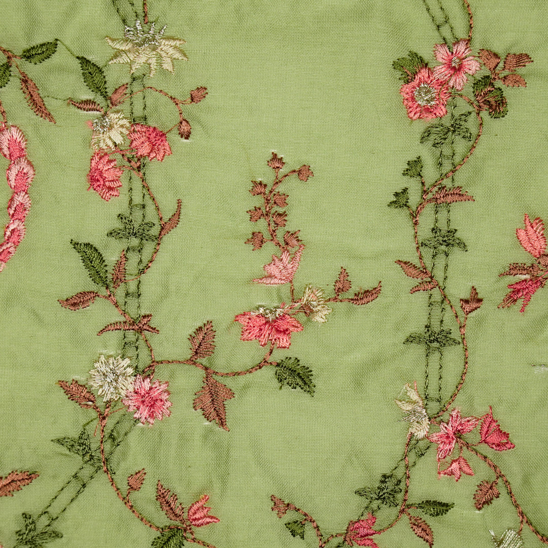 Ahlam Jaal on Sea Green Luxe Silk Chanderi Embroidered Fabric