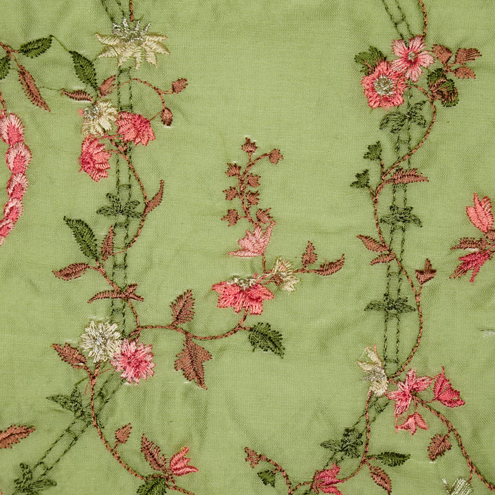 Ahlam Jaal on Sea Green Luxe Silk Chanderi Embroidered Fabric