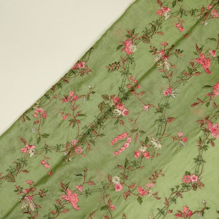 Ahlam Jaal on Sea Green Luxe Silk Chanderi Embroidered Fabric