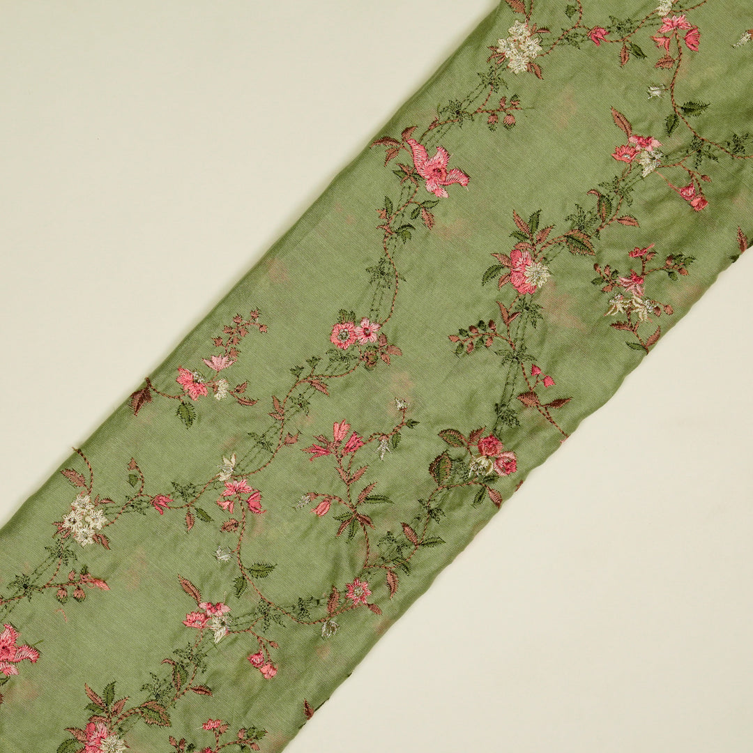 Ahlam Jaal on Sea Green Luxe Silk Chanderi Embroidered Fabric