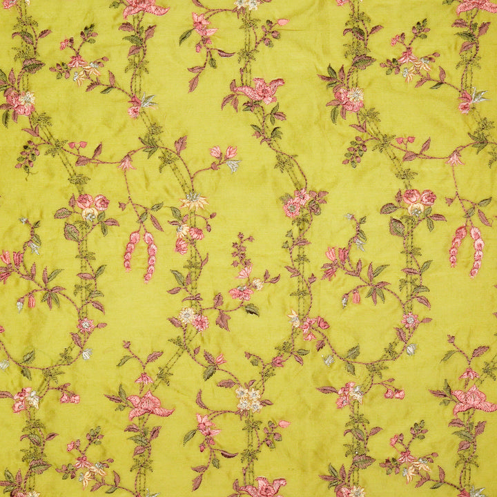 Ahlam Jaal on Dusky Lemon Luxe Silk Chanderi Embroidered Fabric