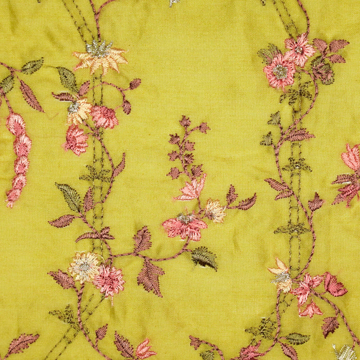 Ahlam Jaal on Dusky Lemon Luxe Silk Chanderi Embroidered Fabric