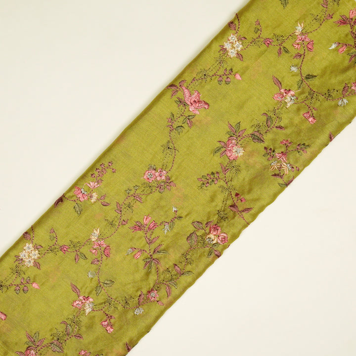 Ahlam Jaal on Dusky Lemon Luxe Silk Chanderi Embroidered Fabric