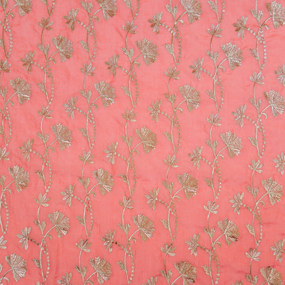 Nazma Jaal on Gajari Tussar Chanderi Embroidered Fabric