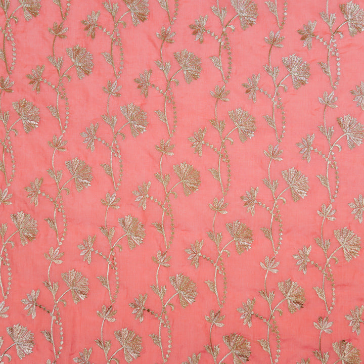 Nazma Jaal on Gajari Tussar Chanderi Embroidered Fabric