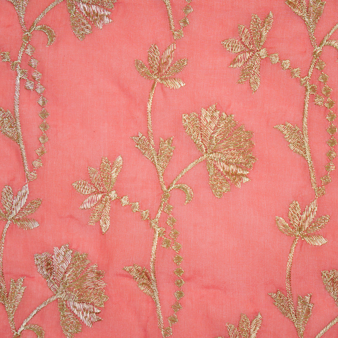 Nazma Jaal on Gajari Tussar Chanderi Embroidered Fabric