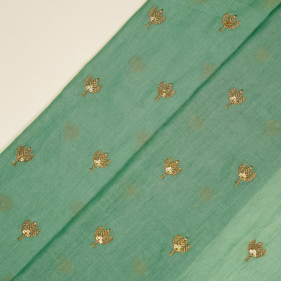 Sara Buti on Aqua Tussar Chanderi Embroidered Fabric