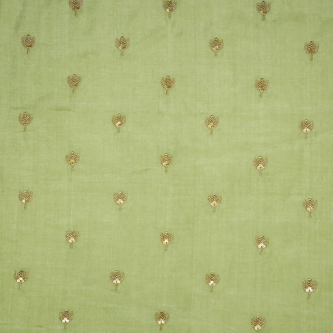 Sara Buti on Sea Green Tussar Chanderi Embroidered Fabric