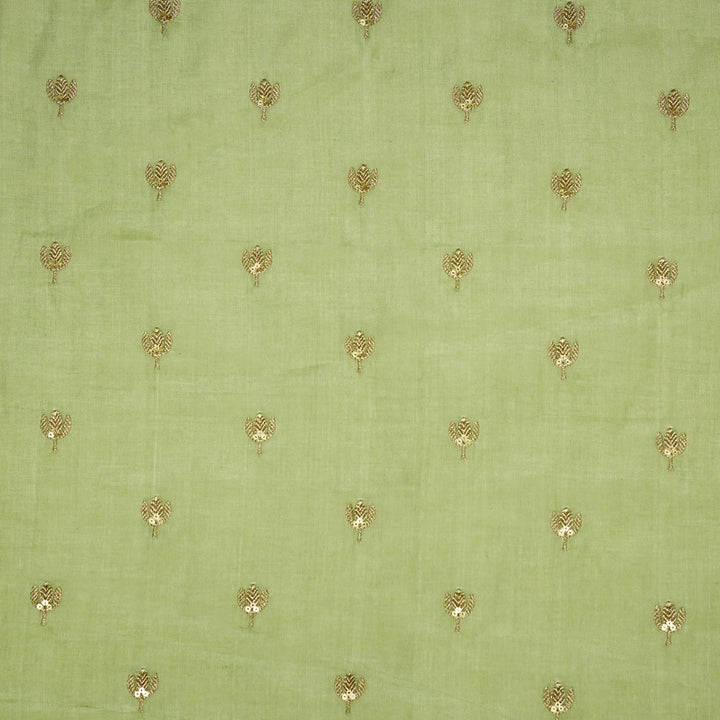 Sara Buti on Sea Green Tussar Chanderi Embroidered Fabric