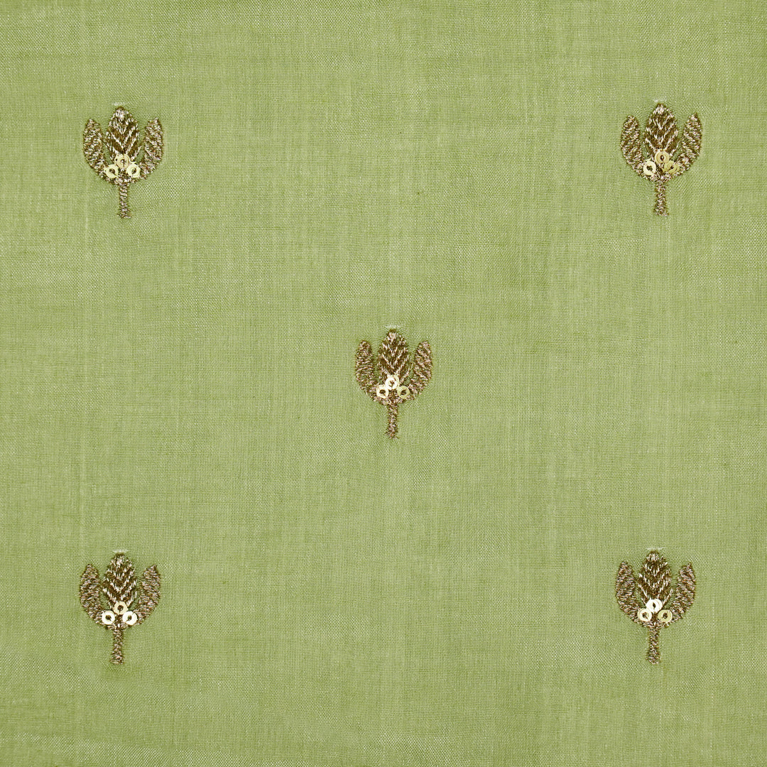 Sara Buti on Sea Green Tussar Chanderi Embroidered Fabric