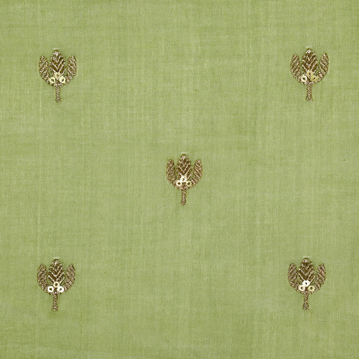 Sara Buti on Sea Green Tussar Chanderi Embroidered Fabric