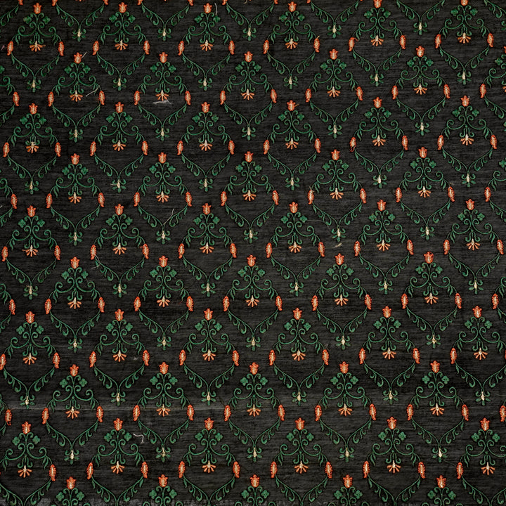 Aniza Jangla on Black Semi Chanderi Embroidered Fabric