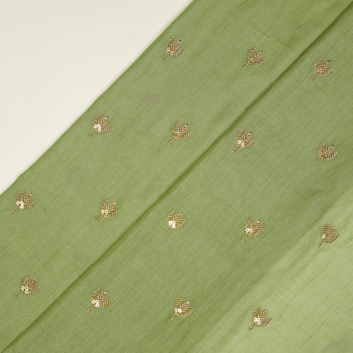Sara Buti on Sea Green Tussar Chanderi Embroidered Fabric
