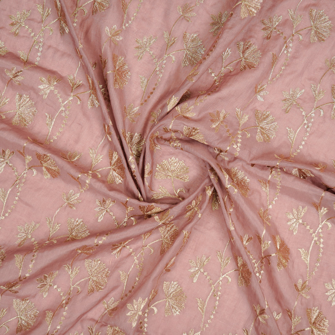 Nazma Jaal on Onion Tussar Chanderi Embroidered Fabric