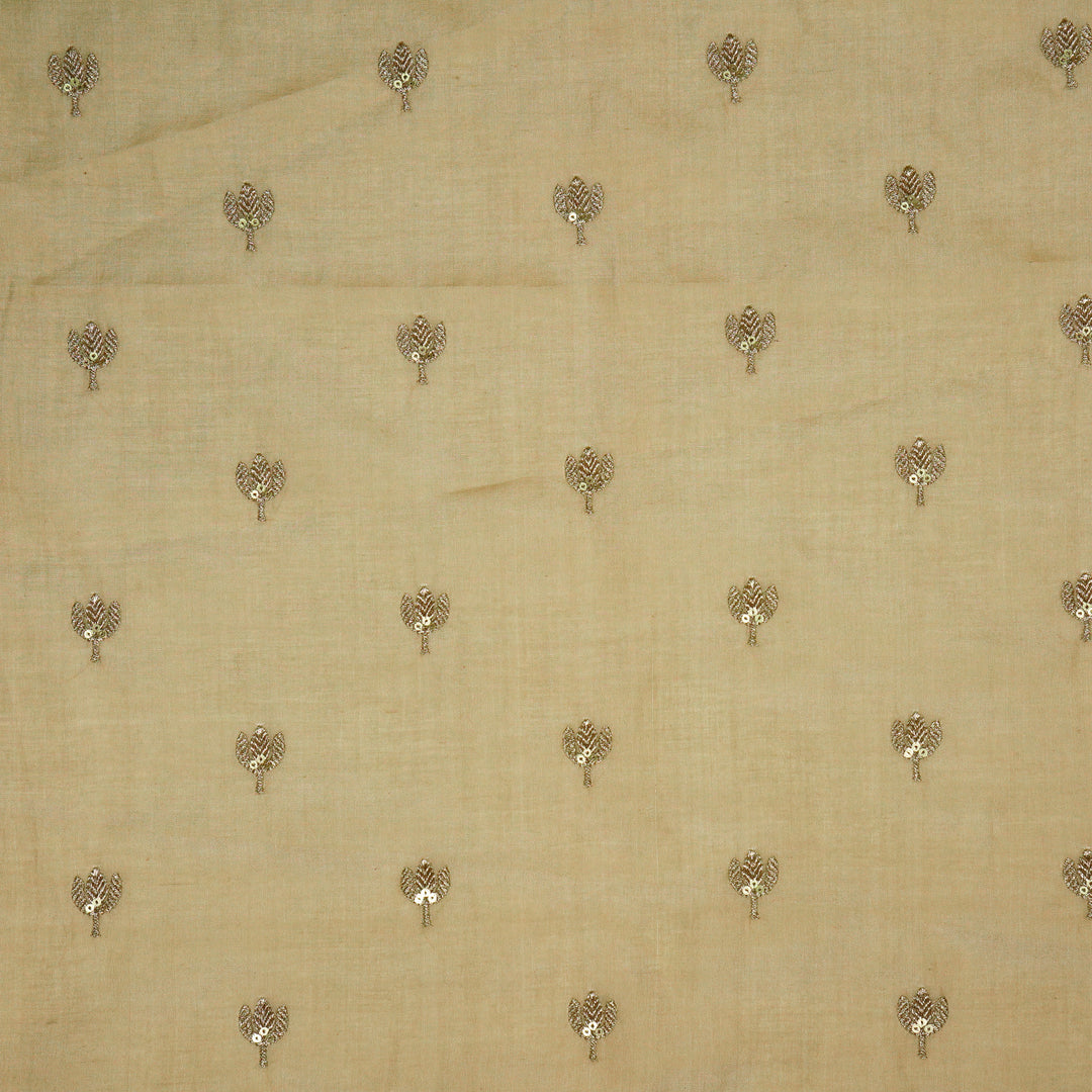 Sara Buti on Almond Tussar Chanderi Embroidered Fabric