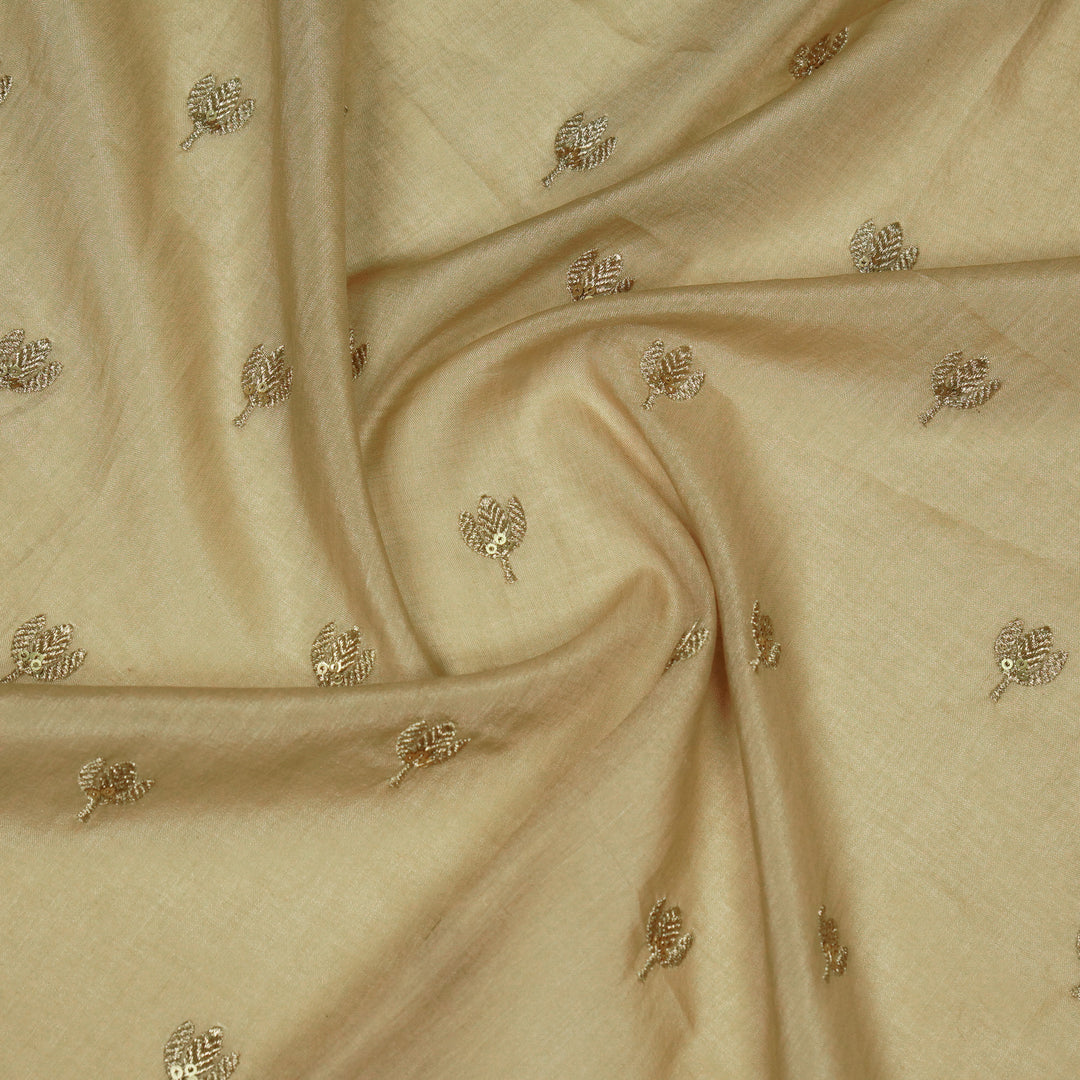 Sara Buti on Almond Tussar Chanderi Embroidered Fabric