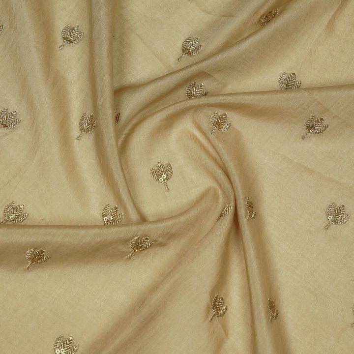 Sara Buti on Almond Tussar Chanderi Embroidered Fabric