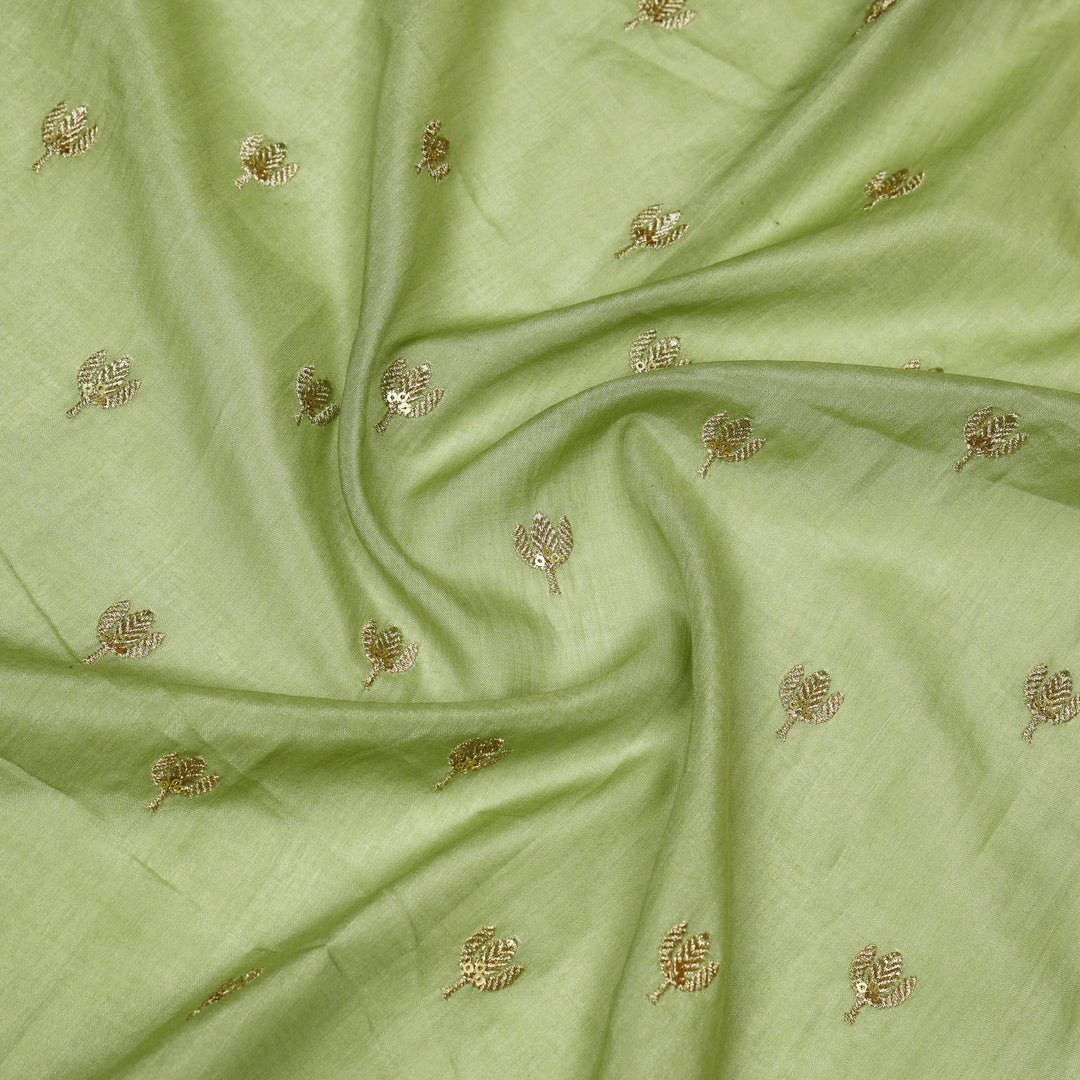 Sara Buti on Sea Green Tussar Chanderi Embroidered Fabric