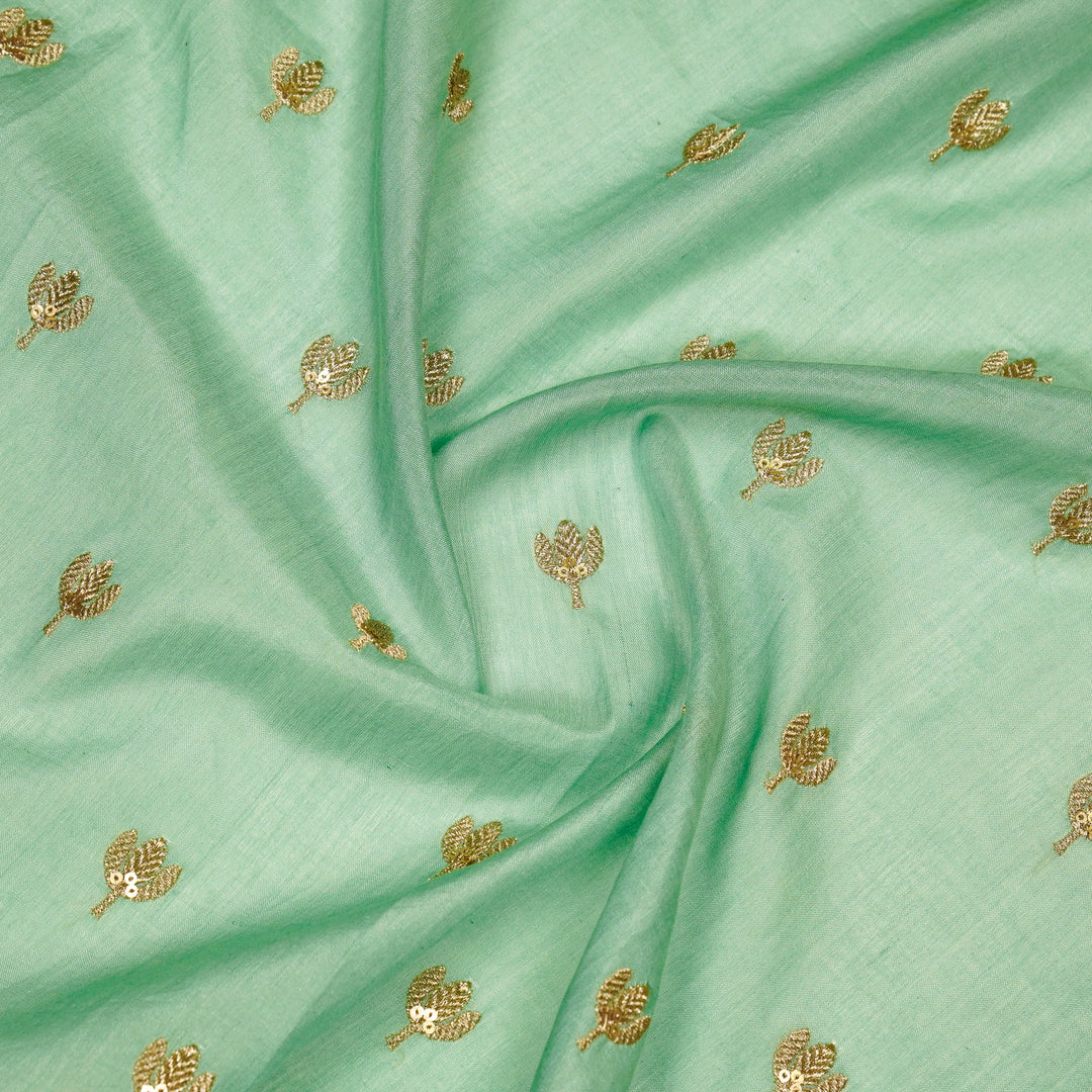 Sara Buti on Aqua Tussar Chanderi Embroidered Fabric