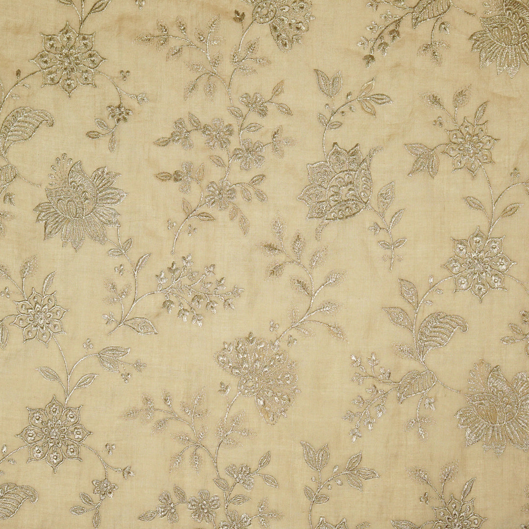 Sabira Jaal on Almond Tussar Chanderi Embroidered Fabric