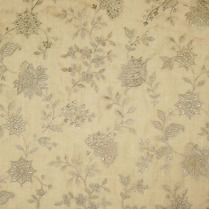 Sabira Jaal on Almond Tussar Chanderi Embroidered Fabric