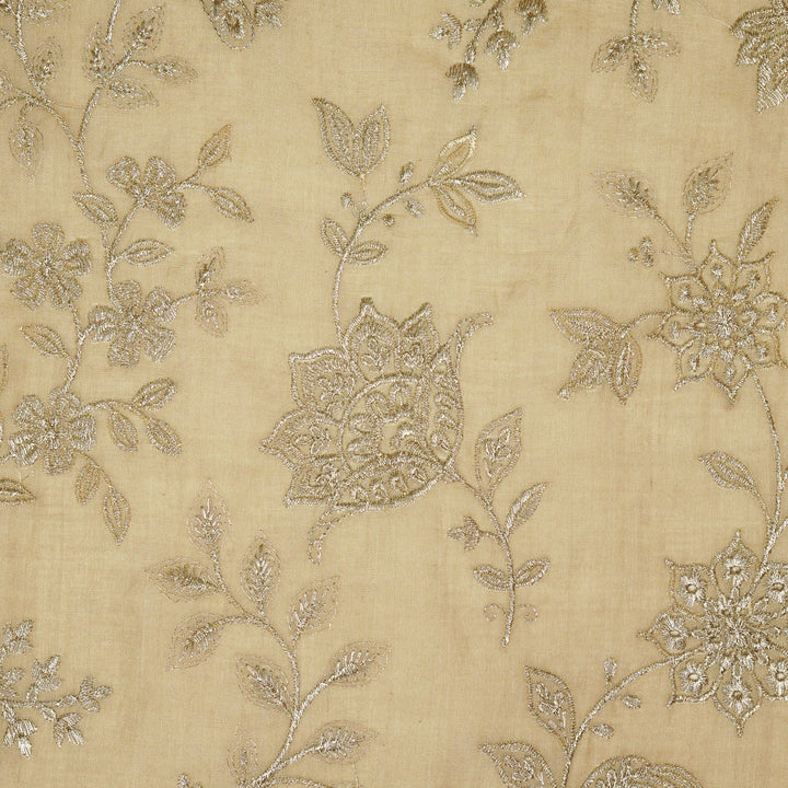 Sabira Jaal on Almond Tussar Chanderi Embroidered Fabric