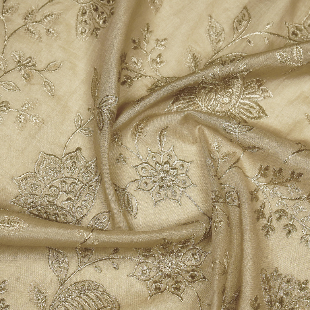 Sabira Jaal on Almond Tussar Chanderi Embroidered Fabric