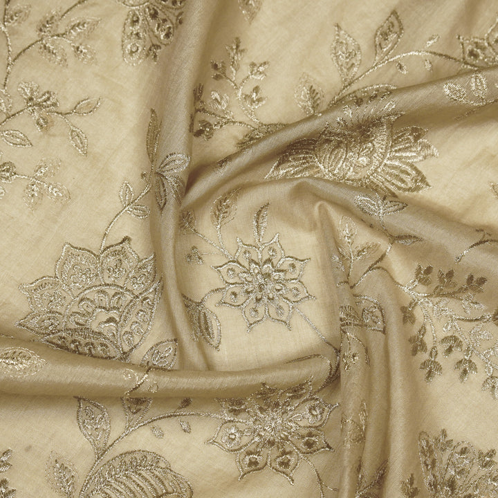 Sabira Jaal on Almond Tussar Chanderi Embroidered Fabric