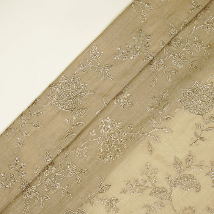 Sabira Jaal on Almond Tussar Chanderi Embroidered Fabric