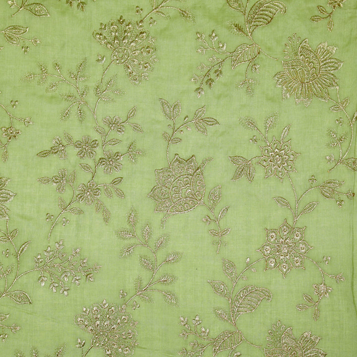Sabira Jaal on Sea Green Tussar Chanderi Embroidered Fabric