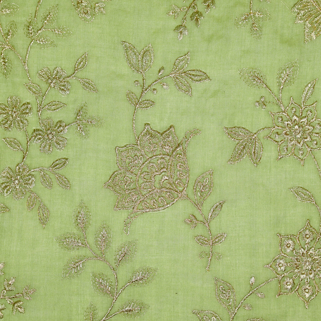 Sabira Jaal on Sea Green Tussar Chanderi Embroidered Fabric