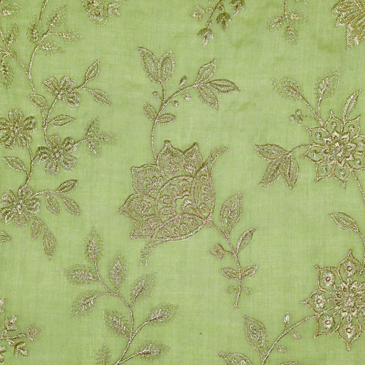 Sabira Jaal on Sea Green Tussar Chanderi Embroidered Fabric