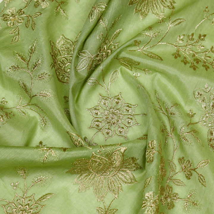 Sabira Jaal on Sea Green Tussar Chanderi Embroidered Fabric