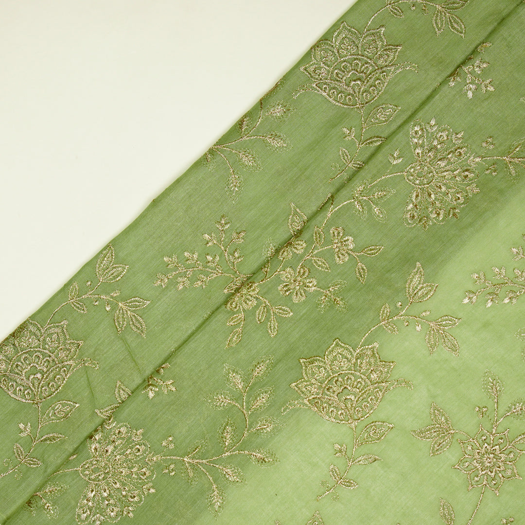 Sabira Jaal on Sea Green Tussar Chanderi Embroidered Fabric
