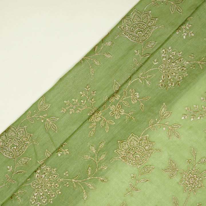 Sabira Jaal on Sea Green Tussar Chanderi Embroidered Fabric