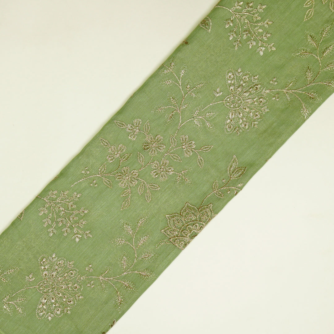 Sabira Jaal on Sea Green Tussar Chanderi Embroidered Fabric