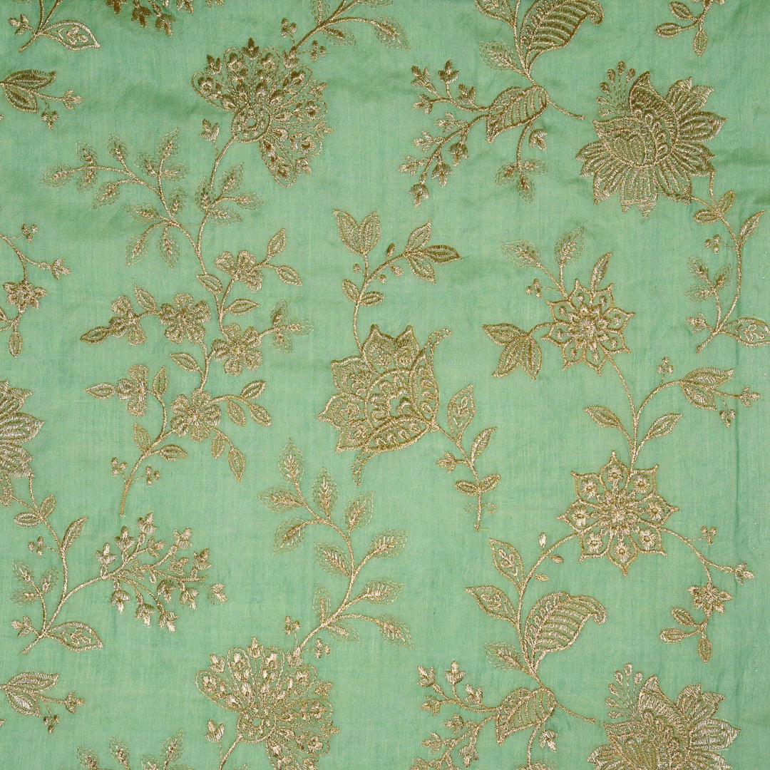Sabira Jaal on Aqua Tussar Chanderi Embroidered Fabric