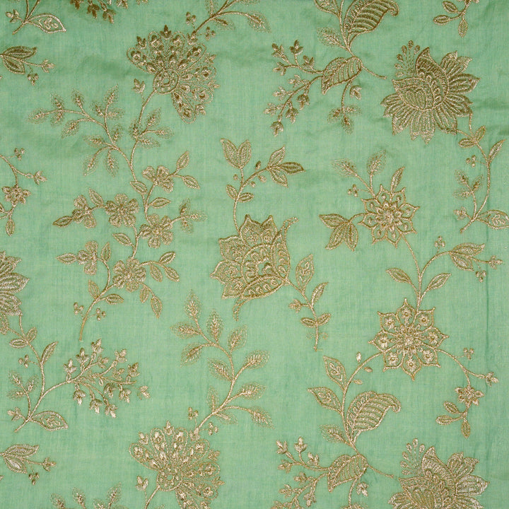 Sabira Jaal on Aqua Tussar Chanderi Embroidered Fabric