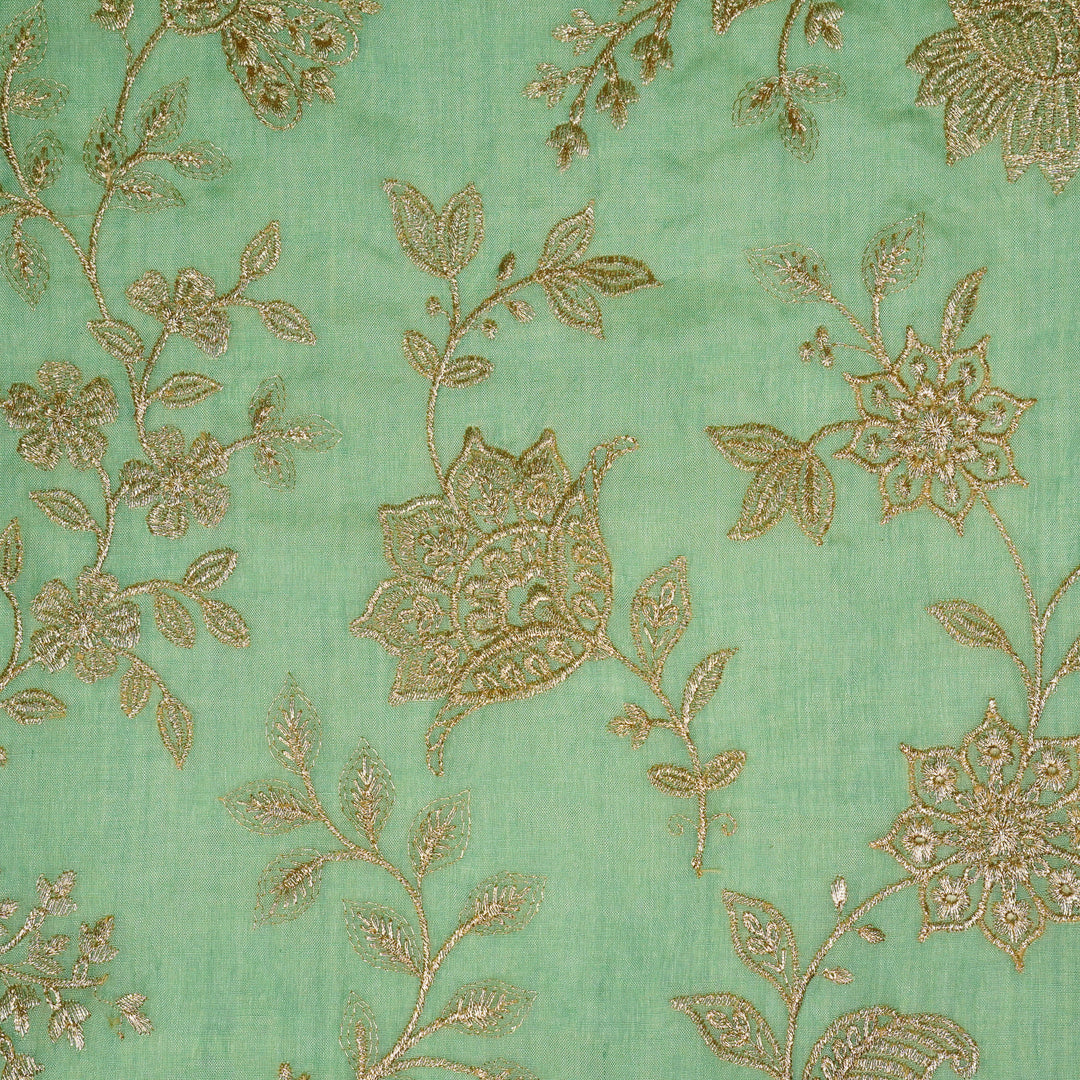 Sabira Jaal on Aqua Tussar Chanderi Embroidered Fabric