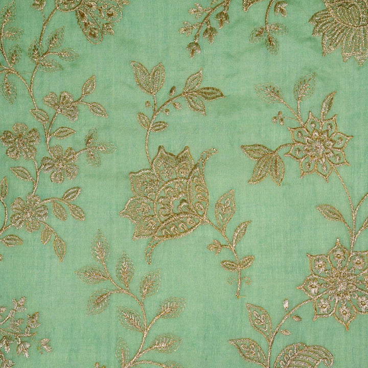 Sabira Jaal on Aqua Tussar Chanderi Embroidered Fabric