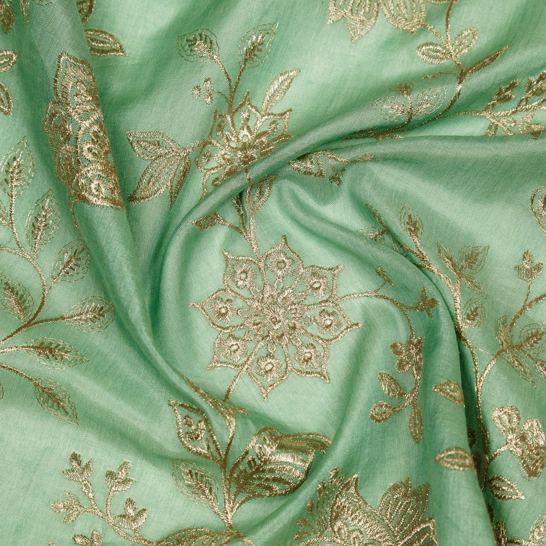 Sabira Jaal on Aqua Tussar Chanderi Embroidered Fabric